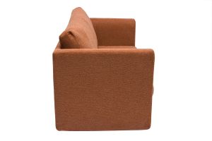 Canapé convertible 2 places en tissu effet velours texturé terre brûlée LEON