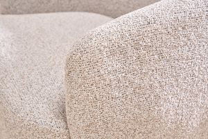 Fauteuil pivotant en tissu effet bouclette beige et métal noir BOWIE
