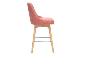 Tabourets de bar scandinaves pivotants 360° en tissu effet velours texturé terracotta et bois hêtre massif H65 cm (lot de 2) HASTA