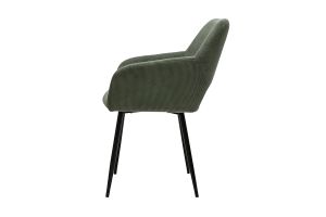 Chaises en tissu velours côtelé vert kaki et métal noir (lot de 2) LAURETTE