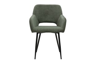 Chaises en tissu velours côtelé vert kaki et métal noir (lot de 2) LAURETTE