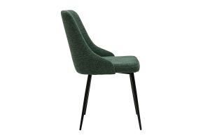 Chaises design en tissu effet velours texturé vert foncé et métal noir (lot de 2) CULT