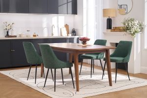 Chaises design en tissu effet velours texturé vert foncé et métal noir (lot de 2) CULT