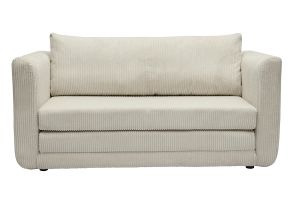 Canapé convertible 2 places en tissu velours côtelé beige LEON