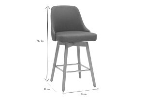 Tabourets de bar scandinaves pivotants 360° en tissu bleu canard et bois hêtre massif H65 cm (lot de 2) HASTA