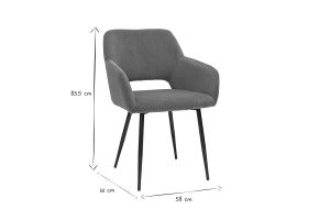 Chaises en tissu velours côtelé vert kaki et métal noir (lot de 2) LAURETTE