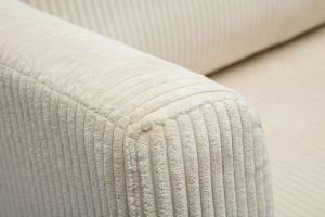 Canapé convertible 2 places en tissu velours côtelé beige LEON