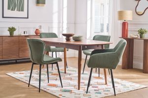 Chaises en tissu velours côtelé vert kaki et métal noir (lot de 2) LAURETTE