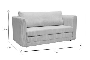 Canapé convertible 2 places en tissu velours côtelé beige LEON