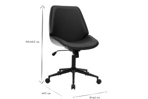 Chaise de bureau à roulettes noire et bois foncé DOUGLAS