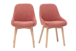 Sedie scandinave in tessuto effetto velluto texturizzato terracotta e legno chiaro massiccio (set di 2) HOLO