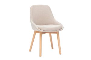 Sedie scandinave in tessuto effetto velluto beige e legno chiaro massiccio (set di 2) HOLO