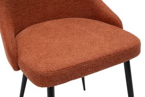 Chaises design en tissu effet velours texturé terre brûlée et métal noir (lot de 2) CULT