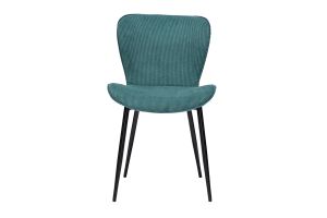 Chaises design en tissu velours côtelé bleu canard et métal noir (lot de 2) ADDICT