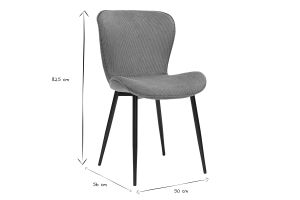 Chaises design en tissu velours côtelé bleu canard et métal noir (lot de 2) ADDICT