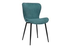 Chaises design en tissu velours côtelé bleu canard et métal noir (lot de 2) ADDICT