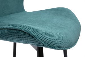 Chaises design en tissu velours côtelé bleu canard et métal noir (lot de 2) ADDICT