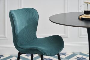 Chaises design en tissu velours côtelé bleu canard et métal noir (lot de 2) ADDICT