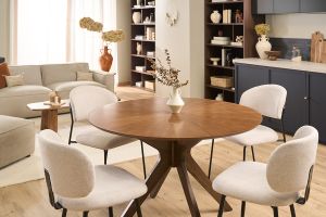 Table à manger design ronde noyer D120 cm DIELLI