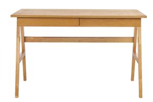 Bureau design avec rangements 2 tiroirs bois clair hévéa L120 cm BROOK