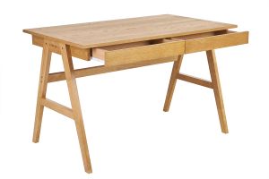 Bureau design avec rangements 2 tiroirs bois clair hévéa L120 cm BROOK