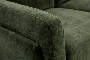 Canapé design 2 places en tissu effet velours vert kaki et métal noir MOSCO