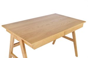 Bureau design avec rangements 2 tiroirs bois clair hévéa L120 cm BROOK