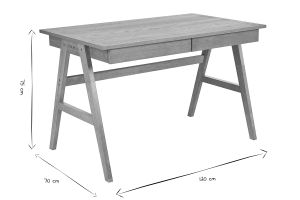 Bureau design avec rangements 2 tiroirs bois clair hévéa L120 cm BROOK