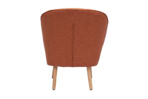 Fauteuil scandinave en tissu effet velours texturé terre brûlée et bois clair AMANITA