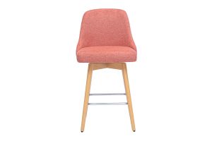 Tabourets de bar scandinaves pivotants 360° en tissu effet velours texturé terracotta et bois hêtre massif H65 cm (lot de 2) HASTA