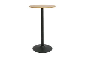 Table haute design ronde en bois clair chêne et métal noir D60 cm CALISTA