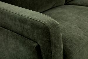 Canapé design 3 places en tissu effet velours vert kaki et métal noir MOSCO