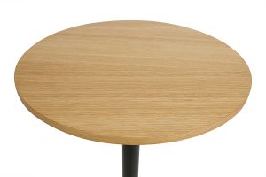 Table haute design ronde en bois clair chêne et métal noir D60 cm CALISTA