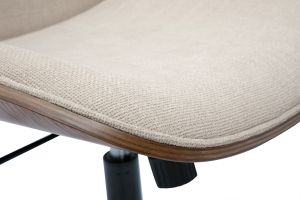 Chaise de bureau à roulettes en bois et tissu effet velours texturé beige DOUGLAS