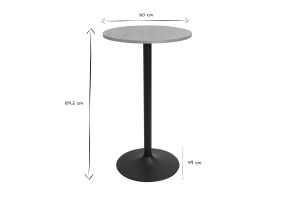 Table haute design ronde en bois clair chêne et métal noir D60 cm CALISTA