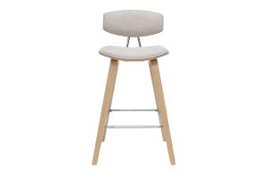 Tabourets de bar design en tissu effet velours texturé beige et bois clair H69 cm (lot de 2) VASCO
