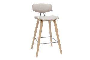 Tabourets de bar design en tissu effet velours texturé beige et bois clair H69 cm (lot de 2) VASCO