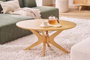 Table basse ovale bois clair chêne L90 cm DIELLI