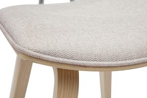 Tabourets de bar design en tissu effet velours texturé beige et bois clair H69 cm (lot de 2) VASCO