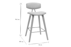 Tabourets de bar design en tissu effet velours texturé beige et bois clair H69 cm (lot de 2) VASCO