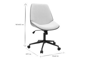 Chaise de bureau à roulettes en bois et tissu effet velours texturé beige DOUGLAS