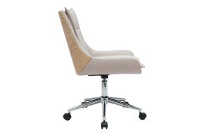 Chaise de bureau à roulettes en tissu effet velours texturé beige et métal chromé BLAISE