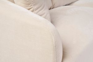 Canapé design 3 places en tissu effet velours beige et métal noir JERRY