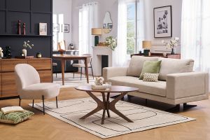 Table basse ovale bois foncé noyer L90 cm DIELLI