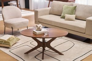 Table basse ovale bois foncé noyer L90 cm DIELLI