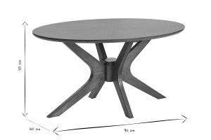 Table basse ovale bois foncé noyer L90 cm DIELLI