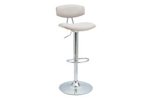 Tabouret de bar design réglable en tissu effet velours texturé beige et métal VASCO