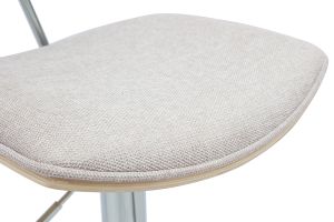 Tabouret de bar design réglable en tissu effet velours texturé beige et métal VASCO