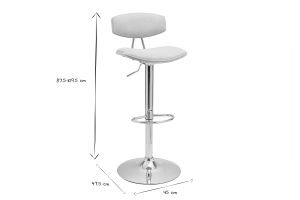 Tabouret de bar design réglable en tissu effet velours texturé beige et métal VASCO