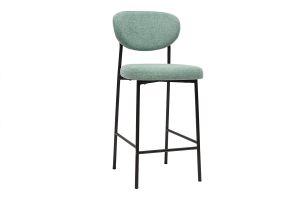 Tabourets de bar fixes en tissu effet velours texturé vert céladon H65 cm (lot de 2) BREKA